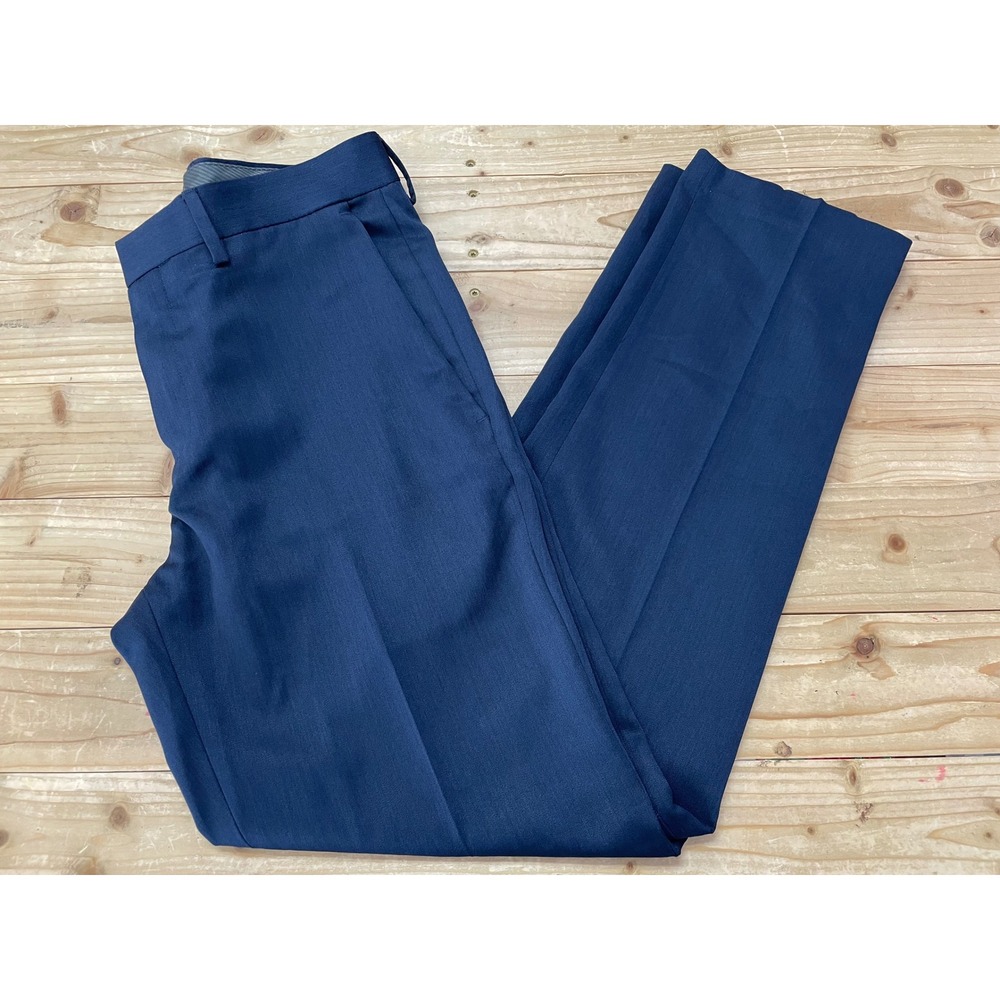 Kenneth Cole Reaction‎ Mens Blue Dress Pants Flat Front Trousers 31x30